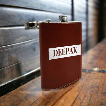 Brown Customized Hip Flask With Name Leather Alcohol Flasks For Men