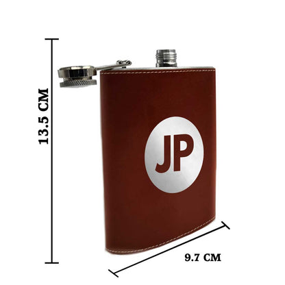 Brown PU Leather Hip Flask With Name Personalized Gifts For Men