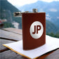 Brown PU Leather Hip Flask With Name Personalized Gifts For Men