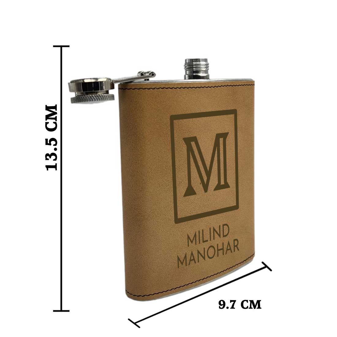 Customized Faux Leather Hip Flask With Funnel Gifts For Men - Monogram Name