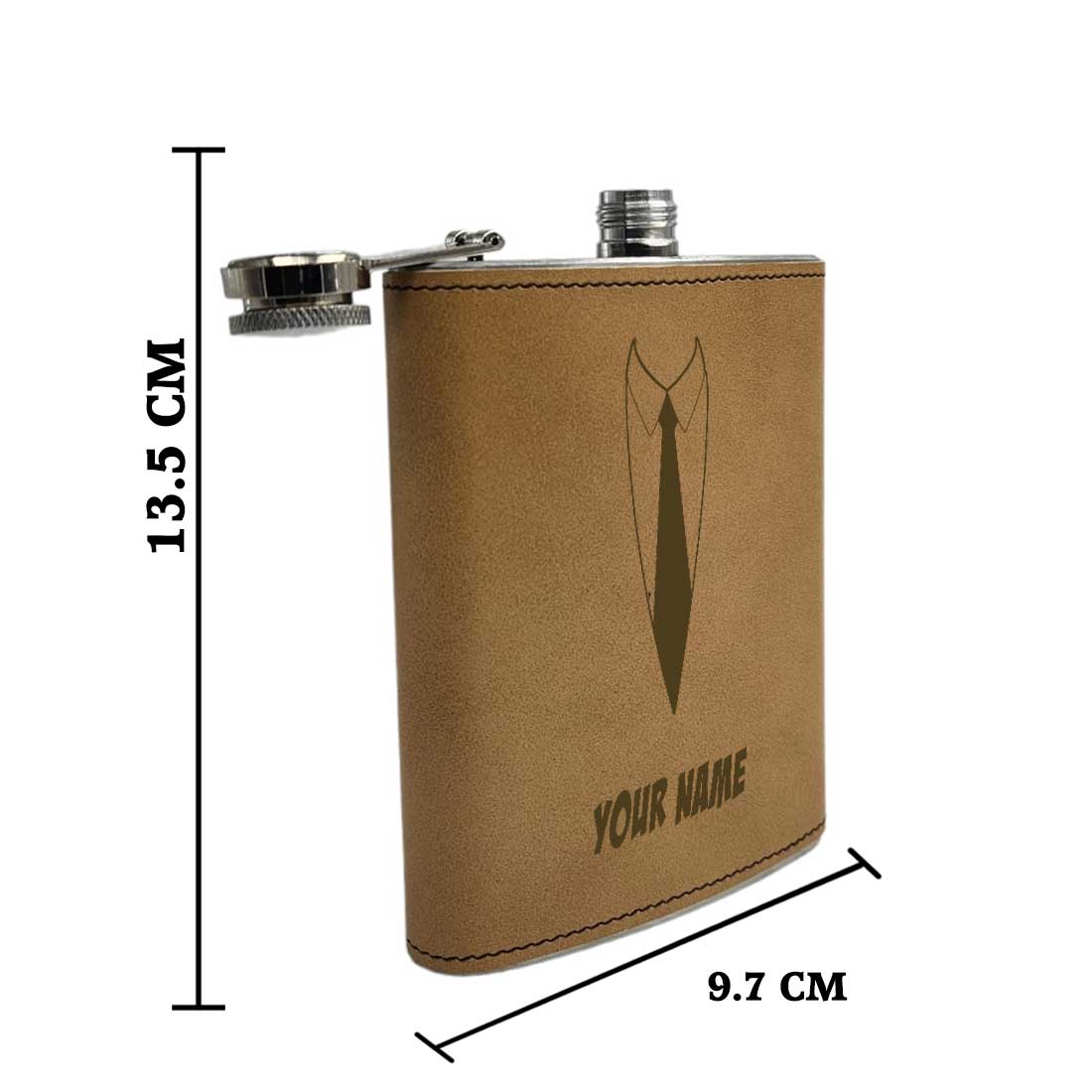 Brown Personalized PU Leather Hip Flask Engraved Alcohol Flasks