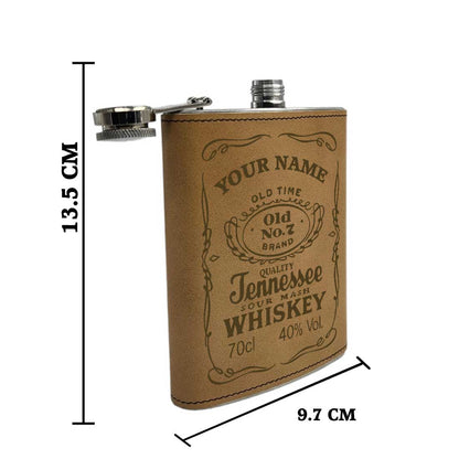 Brown leather hip flask whiskey flasks