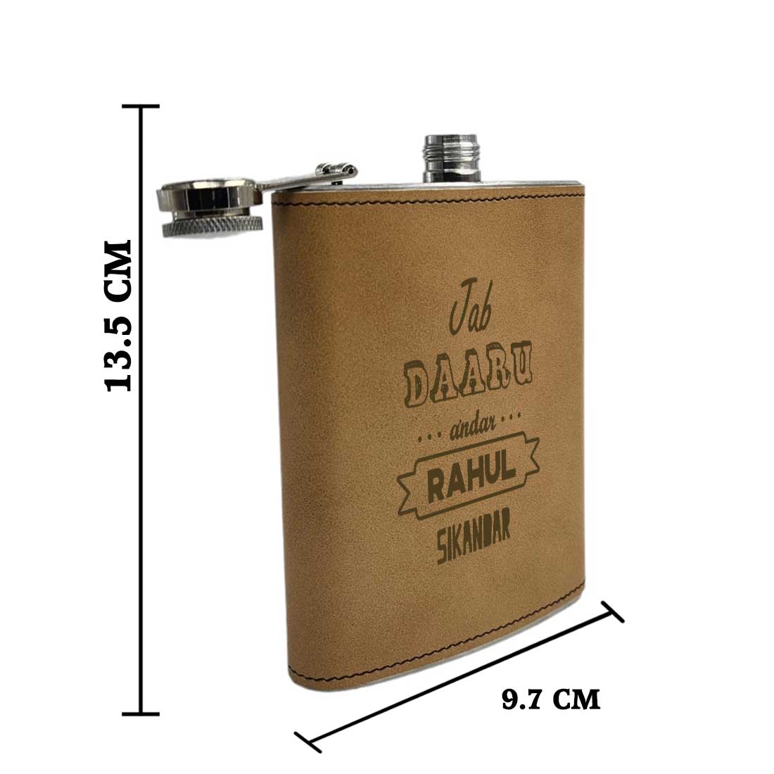 Light Brown Leather Hip Flask 