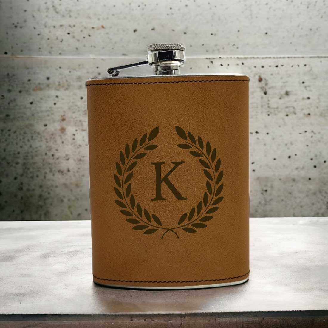 Brown Personalized PU Leather Alcohol Flask Engraved Hip Flasks With Monogram