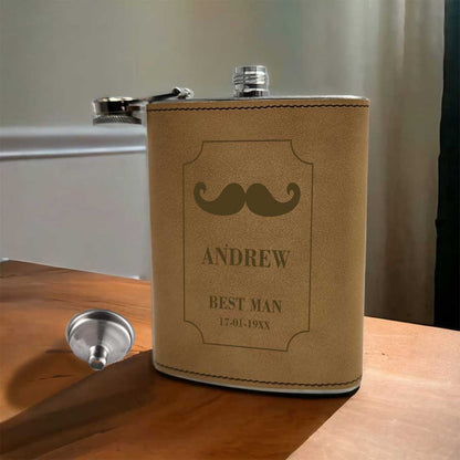 Customized Groomsmen Gifts PU Leather Hip Flask  Best Man Bachelor Party Gift