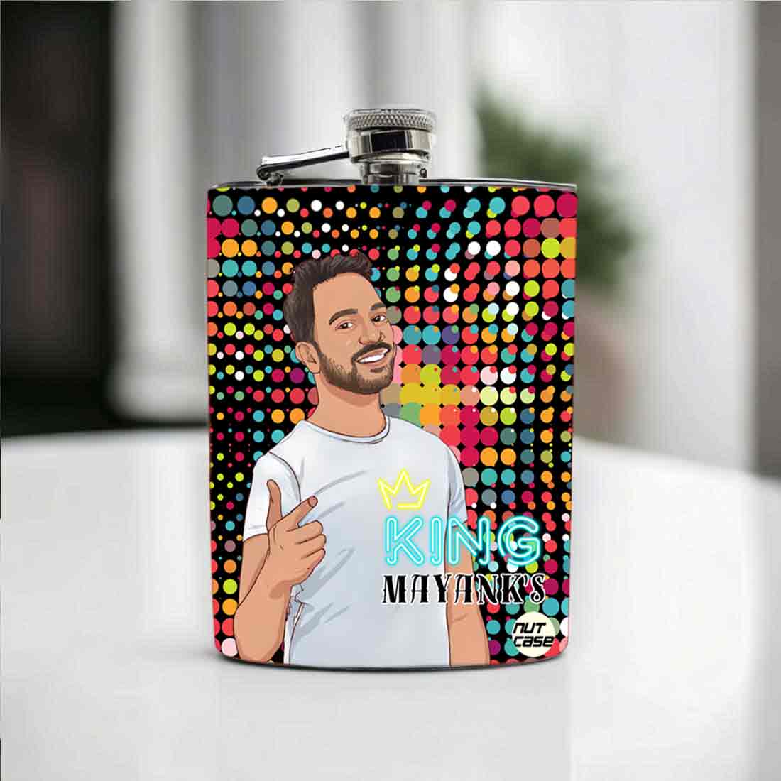 Alcohol Flask with Art Photo