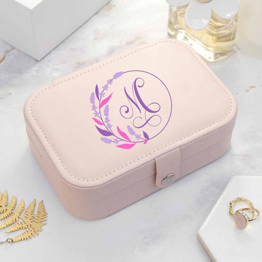 Personalized Jewelry Organizer Pouch for Women Storage Case for Rings Earrings and Pendants - Pink Monogram