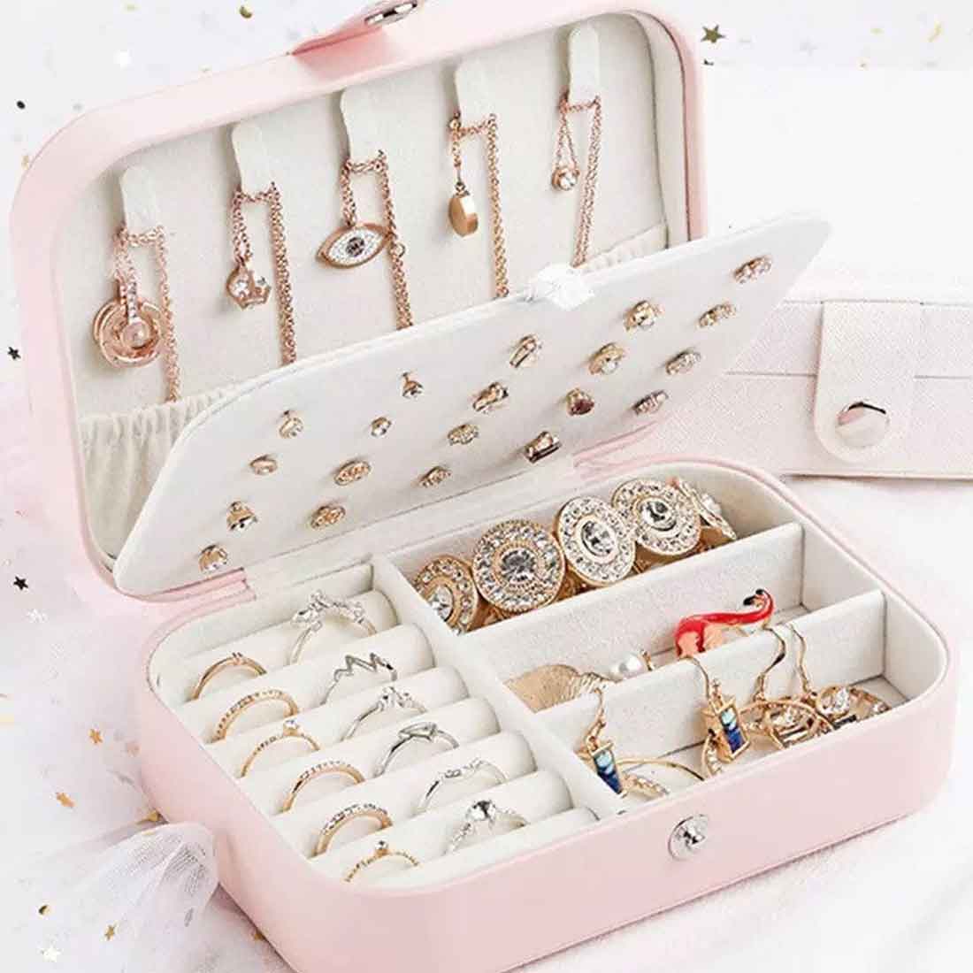 Personalized Jewelry Organizer Pouch for Women Storage Case for Rings Earrings and Pendants - Pink Monogram