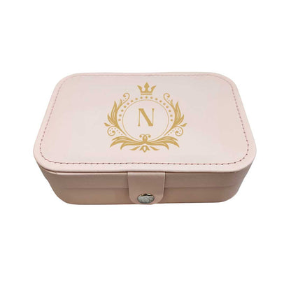 Customized Jewelry Box Organizer for Travel Storage Case for Rings Earrings and Pendants- Golden Monogram