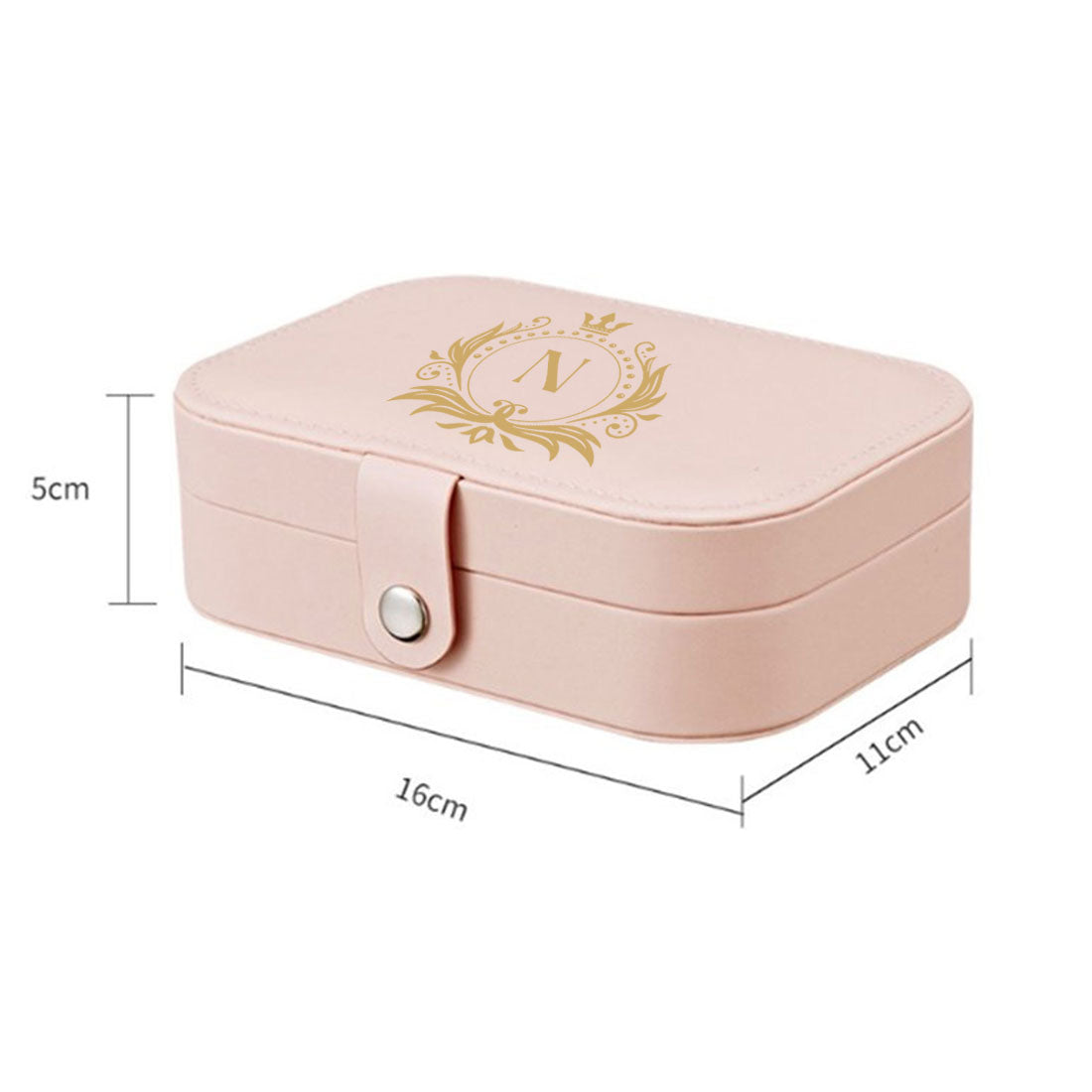 Customized Jewelry Box Organizer for Travel Storage Case for Rings Earrings and Pendants- Golden Monogram