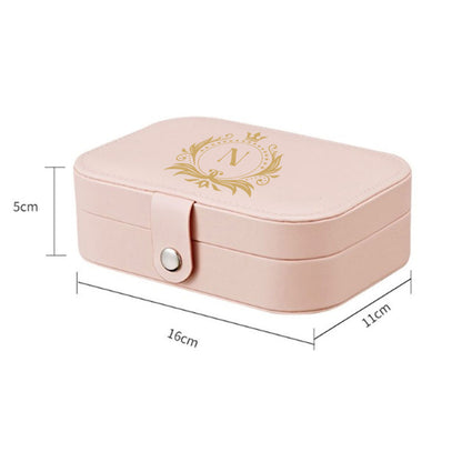 Customized Jewelry Box Organizer for Travel Storage Case for Rings Earrings and Pendants- Golden Monogram