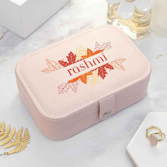 Jewellery Box for Girl Personalised With Name Jewelry Case Earrings Pendants Nacklaces - Autumn leaves