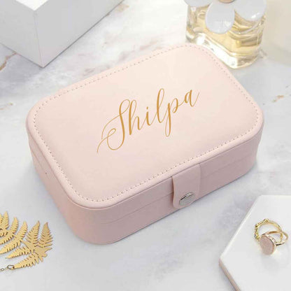 Personalized Jewellery Box Organizer For Travel jewelry Case for Earrings Pendant Rings Necklaces - Add Name