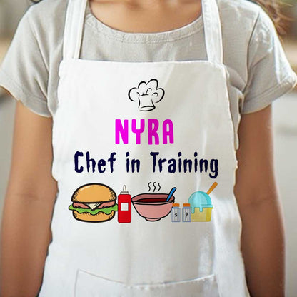 Personalized Girls Baking Apron Add Kids Name - Chef in Training