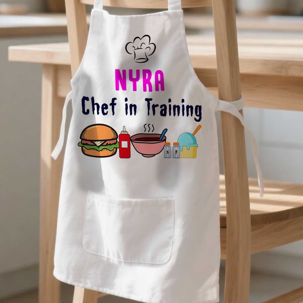 Personalized Girls Baking Apron Add Kids Name - Chef in Training