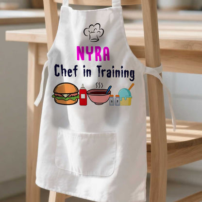 Personalized Girls Baking Apron Add Kids Name - Chef in Training