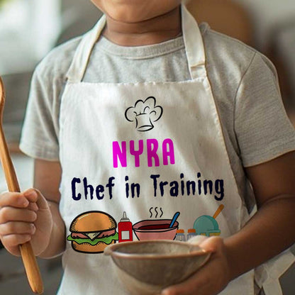Personalized Girls Baking Apron Add Kids Name - Chef in Training
