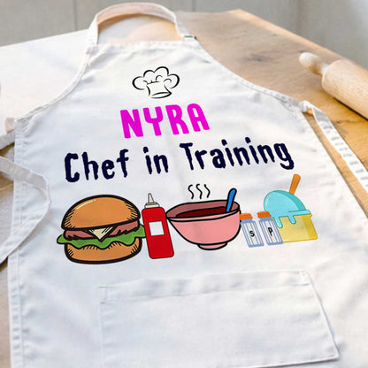 Personalized Girls Baking Apron Add Kids Name - Chef in Training