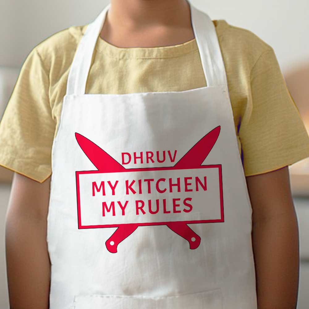 Girl Apron with Customised Name  - My Kitchen My Rules