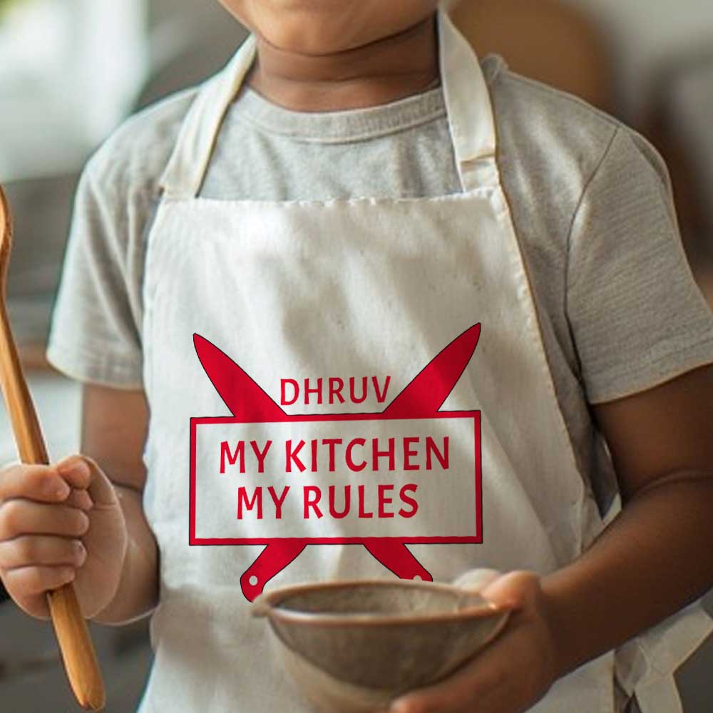 Girl Apron with Customised Name  - My Kitchen My Rules