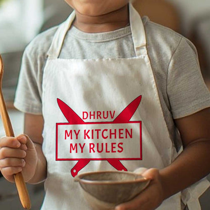 Girl Apron with Customised Name  - My Kitchen My Rules