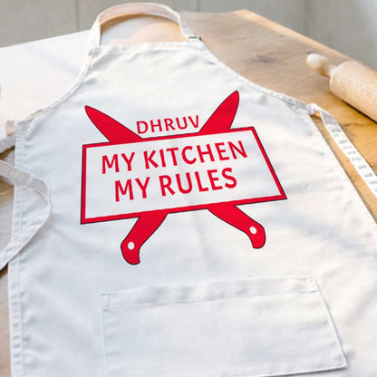 Girl Apron with Customised Name  - My Kitchen My Rules