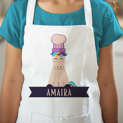 Personalized Kids Cute Chef Apron - Unicorn