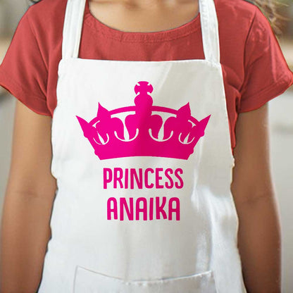 Personalised Girls Apron with Name and Princess Crown