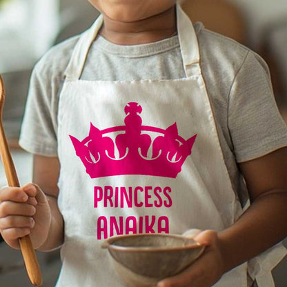 Personalised Girls Apron with Name and Princess Crown
