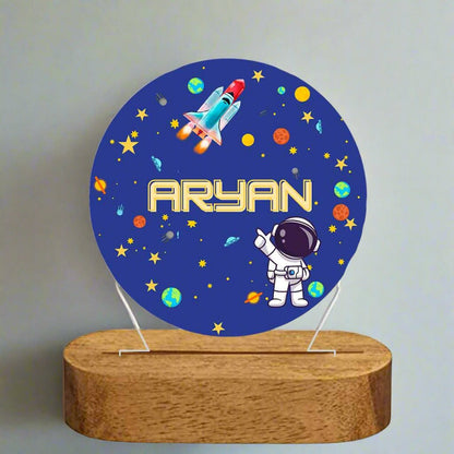 Custom Mini Night Lamp for Kids Room - Space Design with Name