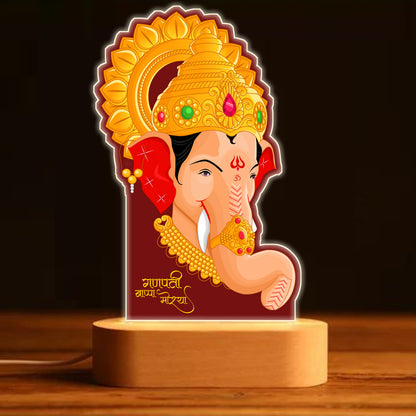 Ganpati LED Light Idol For Home With Silver Coin, Modak Candles & Lamp; - Ganesh Chaturti Gifts