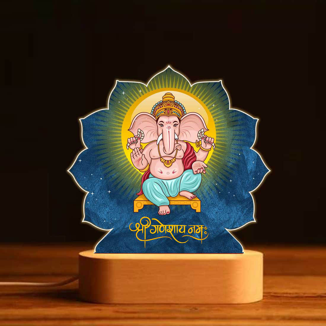 Ganesha Light Led Lamp Idol for Home with Modak Candles - Ganesh Chaturti Gifts