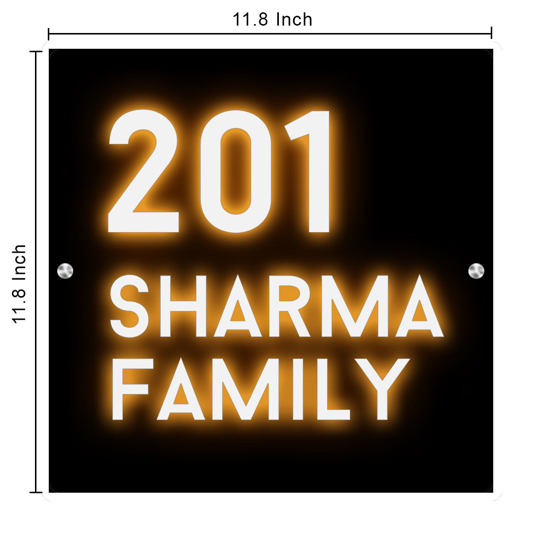 LED Light Name Board For Home Backlit Name Plate Square