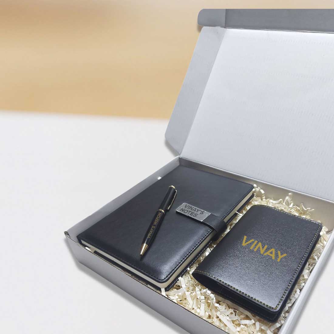 JD-Custom Gift Set with Personalized Diary Pen and Passport Cover Sleeve