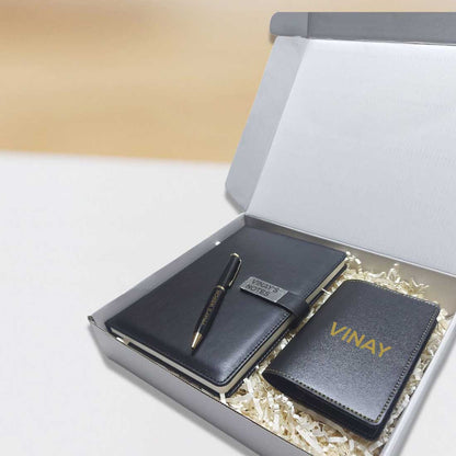 JD-Custom Gift Set with Personalized Diary Pen and Passport Cover Sleeve