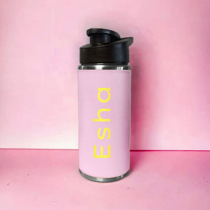 Personalized Water Bottle With Name Stainless Steel Pink Sipper Bottle For Girls (Gold & Silver)