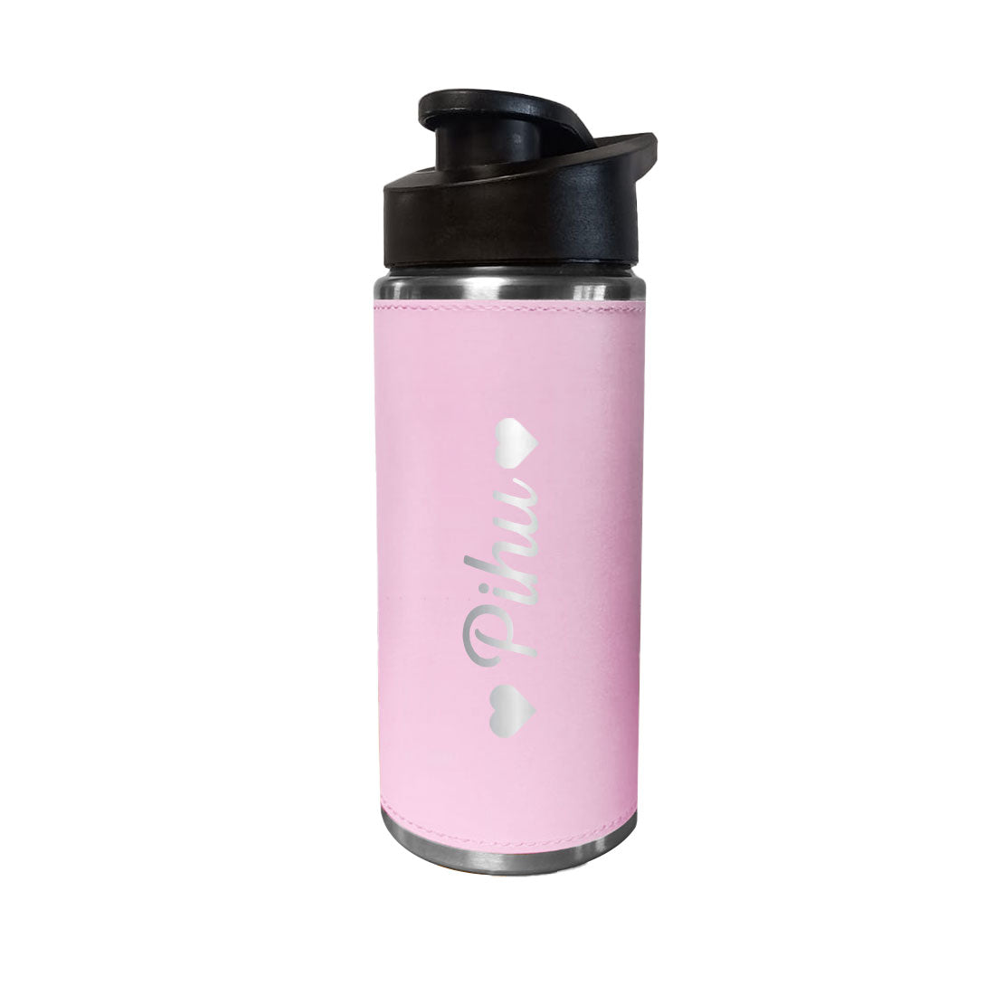 Customized Water Bottles With Names Stainless Steel PU Leather Pink Sipper Bottles For Girls
