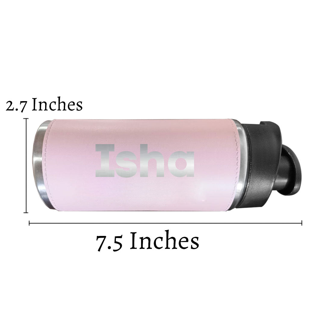 Personalised Pink Water Bottle With Name Pu Leather Stainless Steel Sipper Bottle For Girls (Gold & Silver)