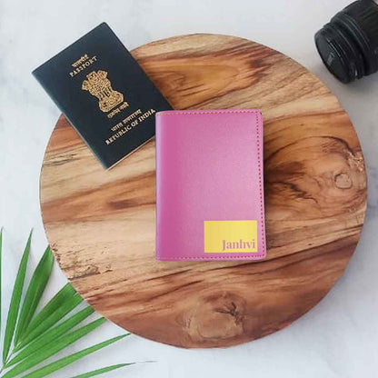 Personalized Pu Leather Travel Wallet Passport Cover - Name Box