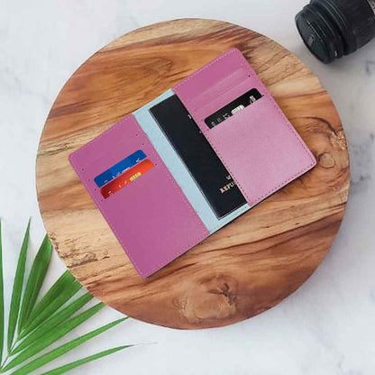 Personalized Pu Leather Travel Wallet Passport Cover - Name Box