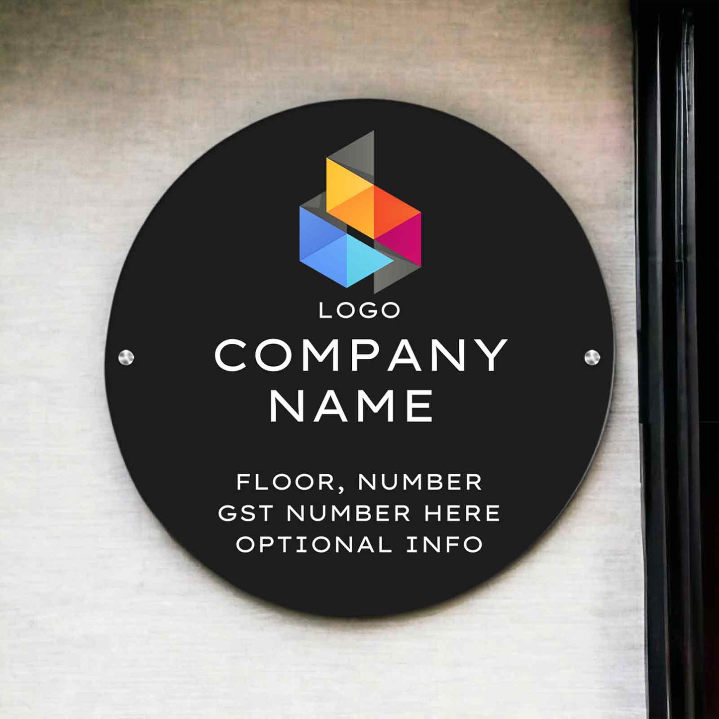 Company Name Board Office Nameplate Round