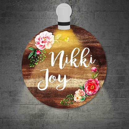 Personalized Door Round Name Plate for Home Flats Bungalow - Classic Floral