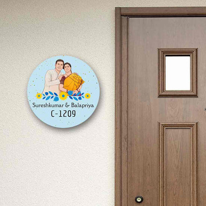 Caricature Portrait Round Name Plate Design Customized Name Plates with Photos