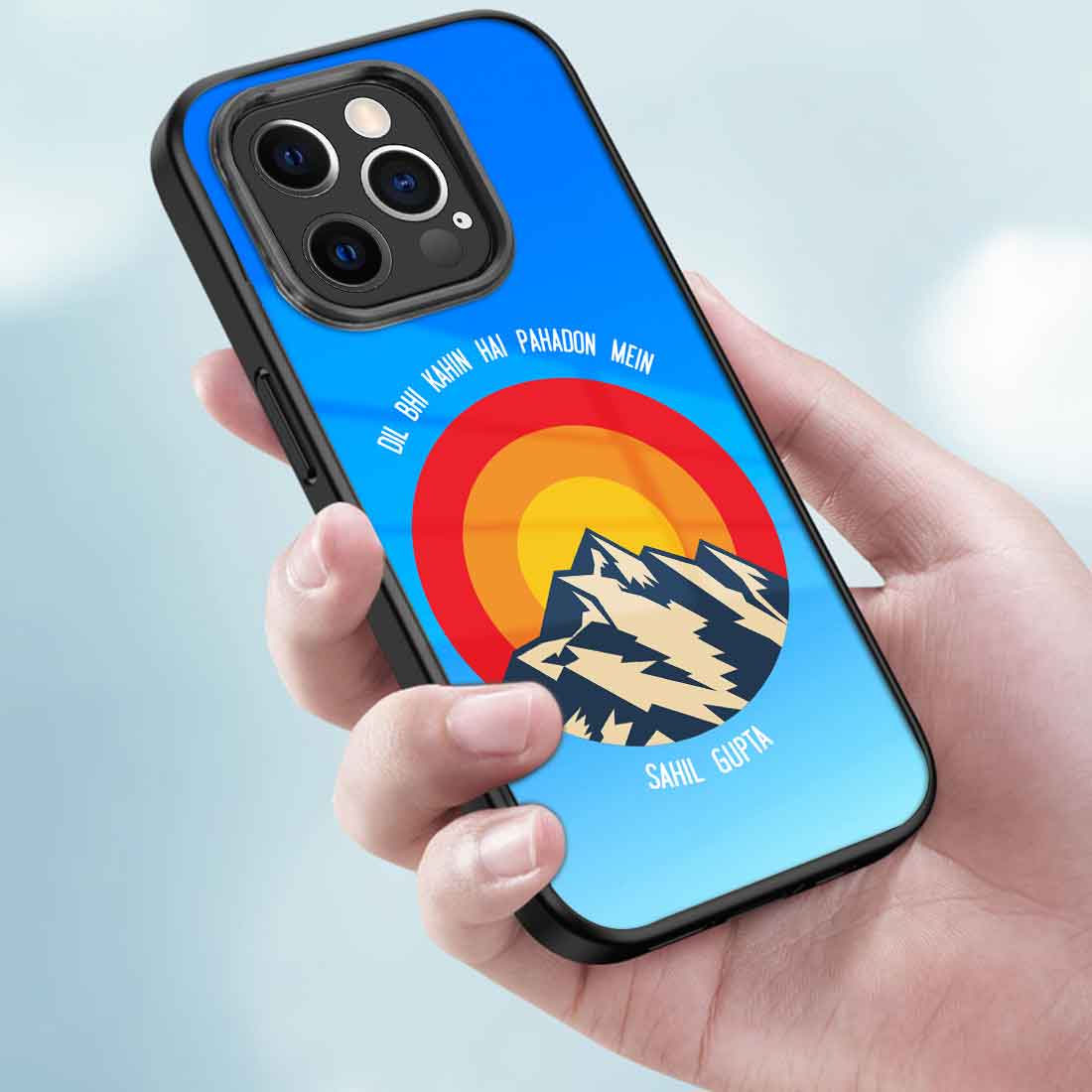 Customize Phone Cover iPhone 12 Pro Mobile Back Covers Design With Name Adventure Mountains