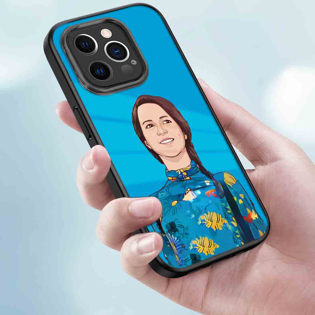 Personalized Phone Cover with Picture Blue iPhone 13 Pro Back Case