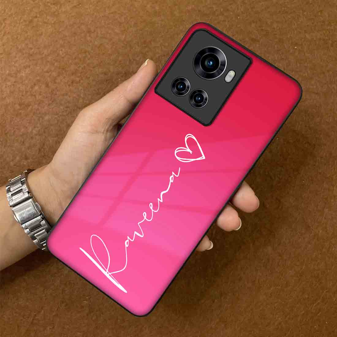 Customized Pink One plus 10R Back Cover With Signature