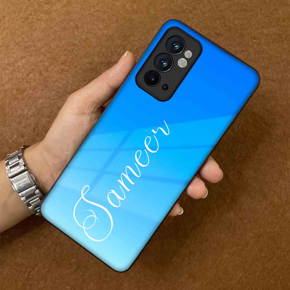 Customized Oneplus 9RT Back Cover with Name Sky Blue Phone Case