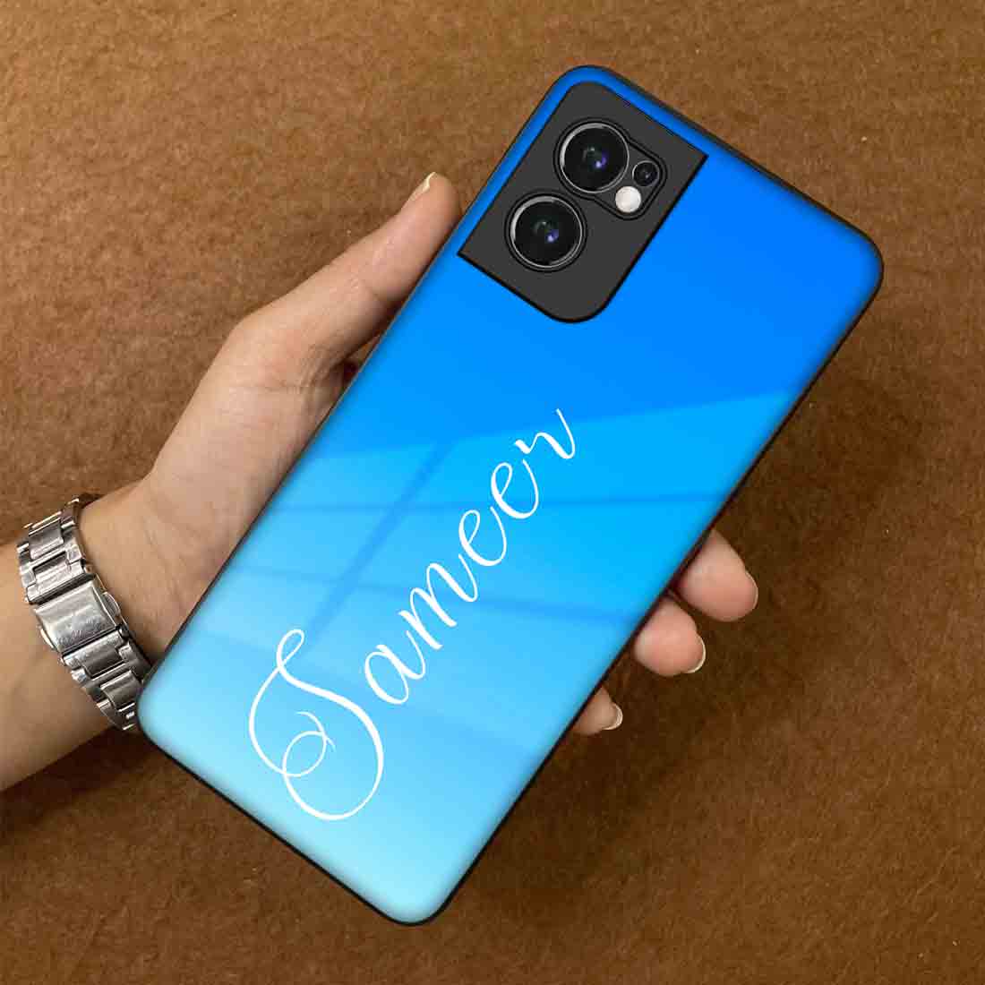 Personalzed One Plus Nord CE2 Mobile Cover with Name Sky Blue Phone Case