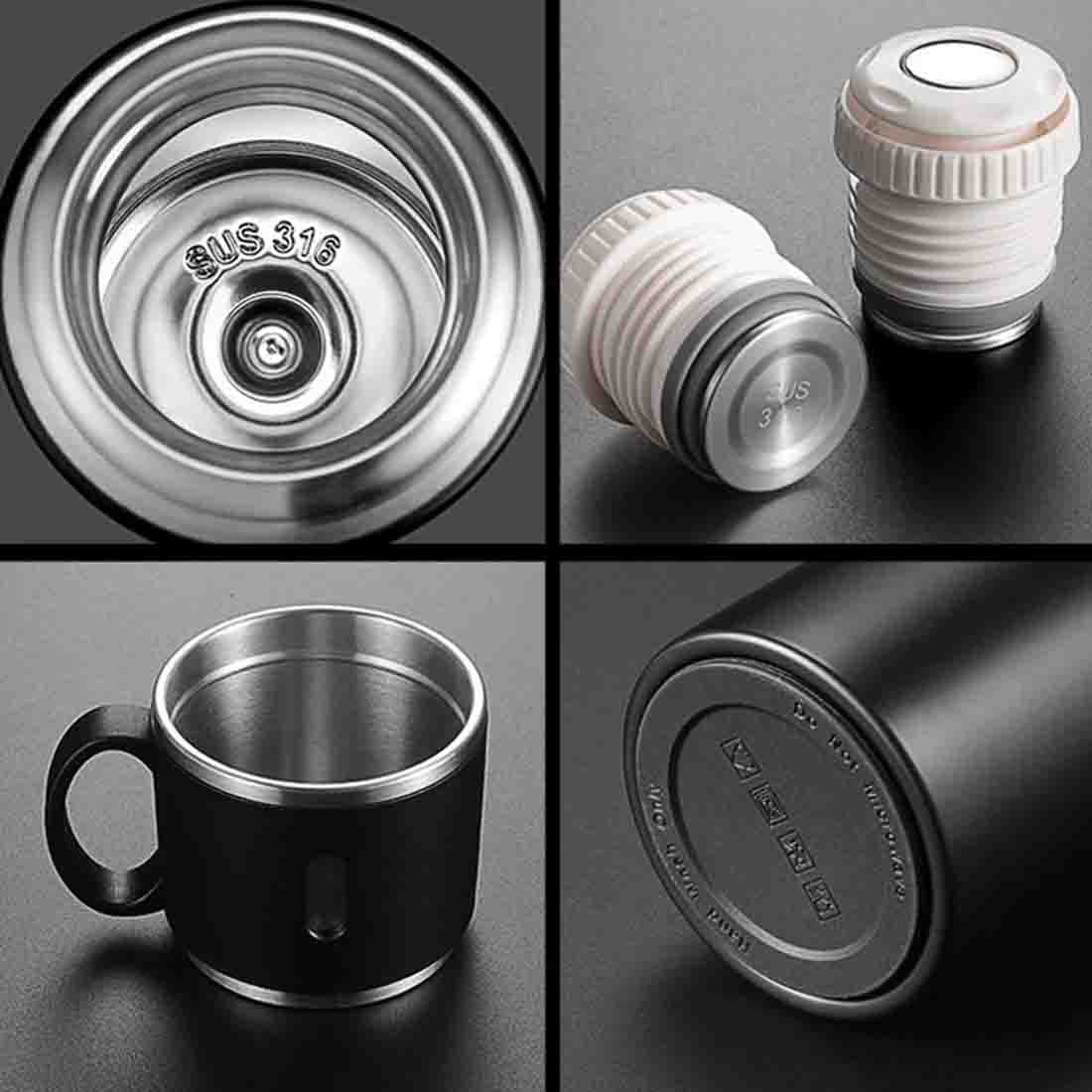 Coffee Flask 500ml Stainless Steel Thermos with 3 Cups-Perfect Teacher Day Gift