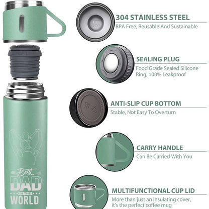 Gifts for Dad Travel Thermos With 2 Cups Gift Set Box -  World Best Dad